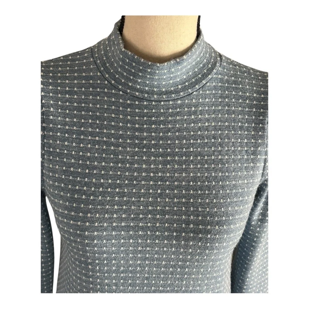 Womens Madewell Knit Top Size Small Blue Stretch Pullover High Neck‎